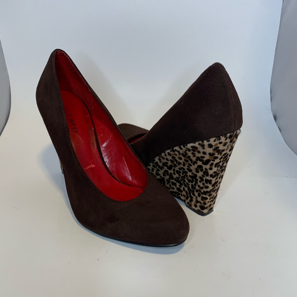 Nine West cheetah wedges